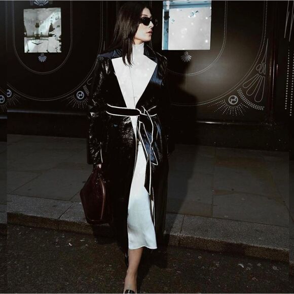 ZARA Models favorite Contrast Lapel Limited Edition Trench Coat Size XS - Picture 16 of 16